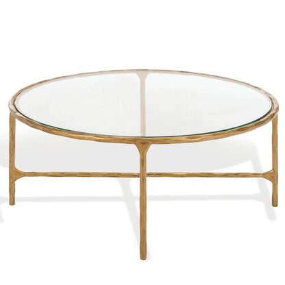 Torinese 36 in. Round Glass Top Coffee Table - Brass