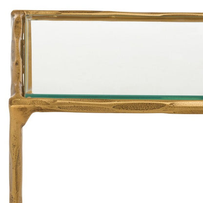 Torinese 48 in. Glass Top Console Table - Brass