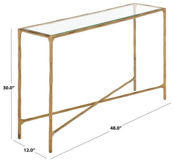 Torinese 48 in. Glass Top Console Table - Brass