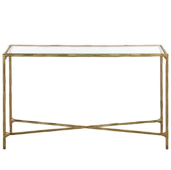 Torinese 48 in. Glass Top Console Table - Brass