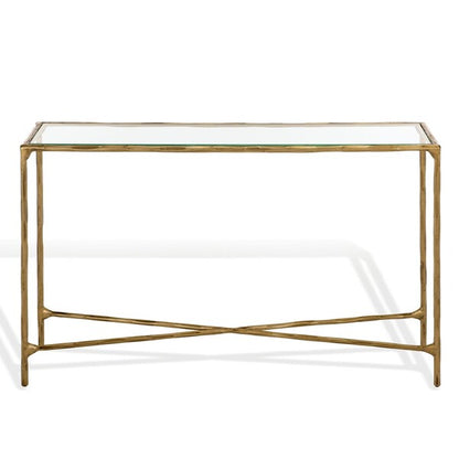 Torinese 48 in. Glass Top Console Table - Brass