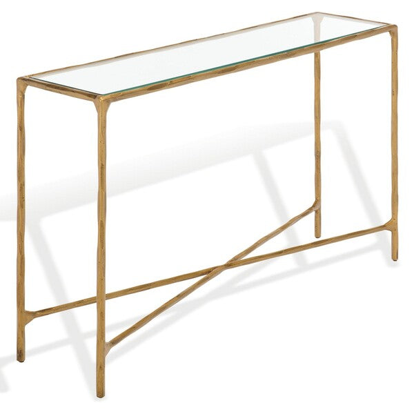 Torinese 48 in. Glass Top Console Table - Brass