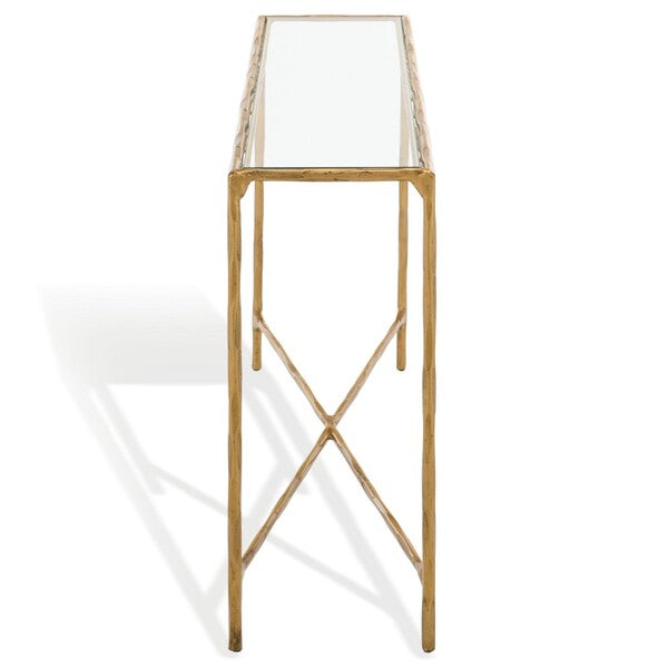Torinese 48 in. Glass Top Console Table - Brass