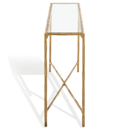 Torinese 48 in. Glass Top Console Table - Brass