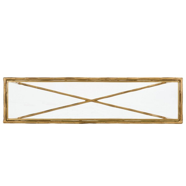 Torinese 48 in. Glass Top Console Table - Brass