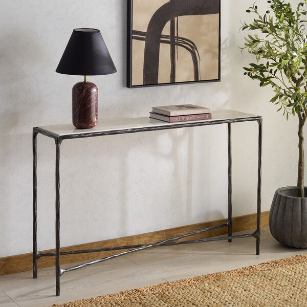 Torinese 48 in. Marble Top Console Table - Black