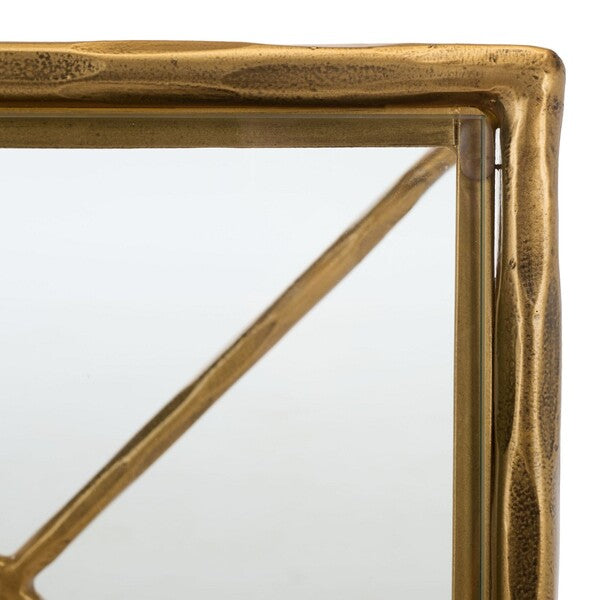Torinese 20 in. Square Glass Top Accent Table - Brass