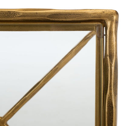 Torinese 20 in. Square Glass Top Accent Table - Brass