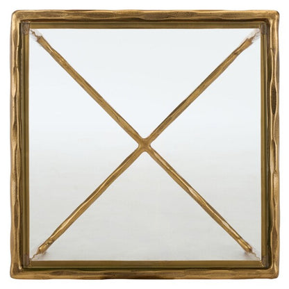 Torinese 20 in. Square Glass Top Accent Table - Brass