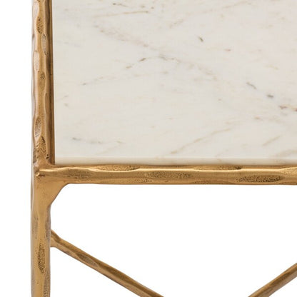 Torinese 20 in. Square Marble Top Accent Table - Brass