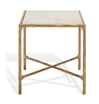Torinese 20 in. Square Marble Top Accent Table - Brass