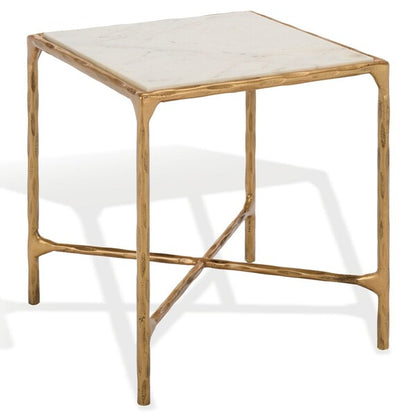 Torinese 20 in. Square Marble Top Accent Table - Brass