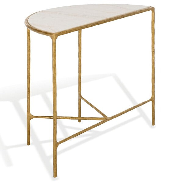 Inferiore 36 in. Demilune Marble Top Console Table - Brass