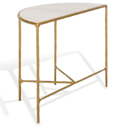 Inferiore 36 in. Demilune Marble Top Console Table - Brass