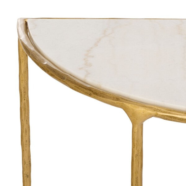 Inferiore 36 in. Demilune Marble Top Console Table - Brass
