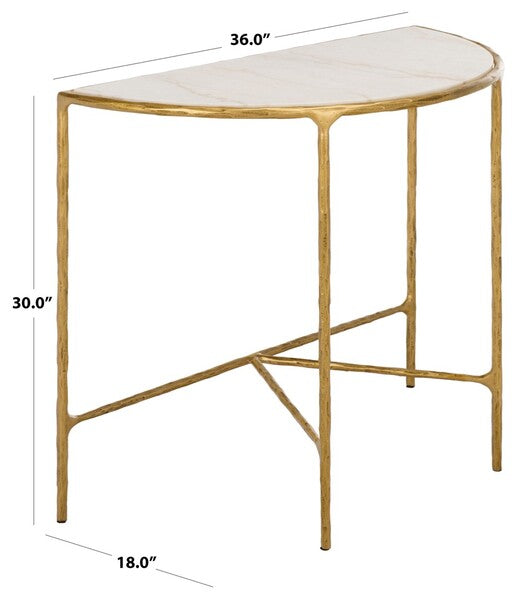 Inferiore 36 in. Demilune Marble Top Console Table - Brass