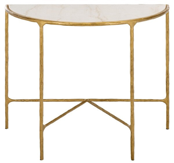 Inferiore 36 in. Demilune Marble Top Console Table - Brass