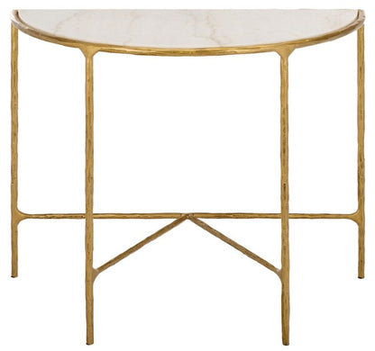 Inferiore 36 in. Demilune Marble Top Console Table - Brass