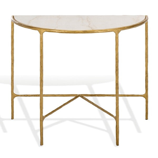 Inferiore 36 in. Demilune Marble Top Console Table - Brass