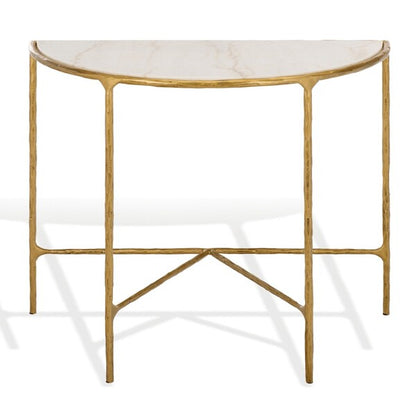 Inferiore 36 in. Demilune Marble Top Console Table - Brass
