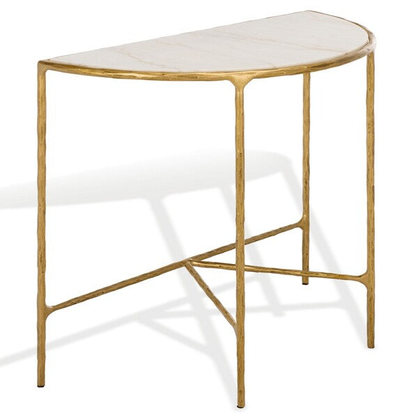 Inferiore 36 in. Demilune Marble Top Console Table - Brass