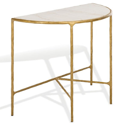 Inferiore 36 in. Demilune Marble Top Console Table - Brass
