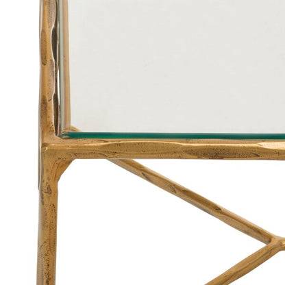 Torinese 40 in. Glass Top Coffee Table - Brass