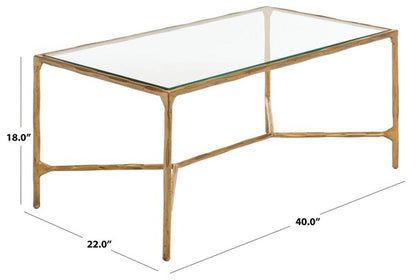 Torinese 40 in. Glass Top Coffee Table - Brass