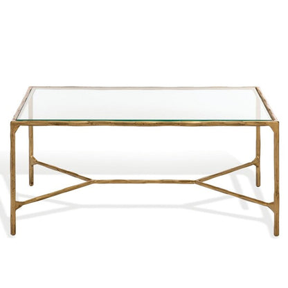 Torinese 40 in. Glass Top Coffee Table - Brass