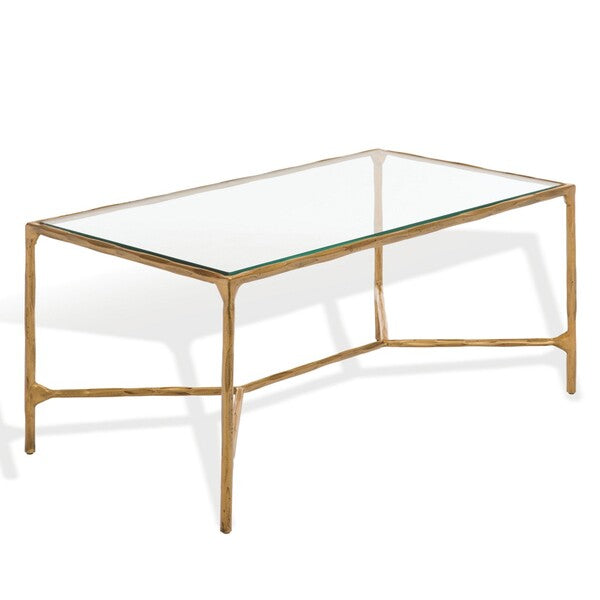 Torinese 40 in. Glass Top Coffee Table - Brass