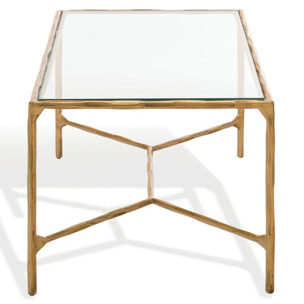 Torinese 40 in. Glass Top Coffee Table - Brass