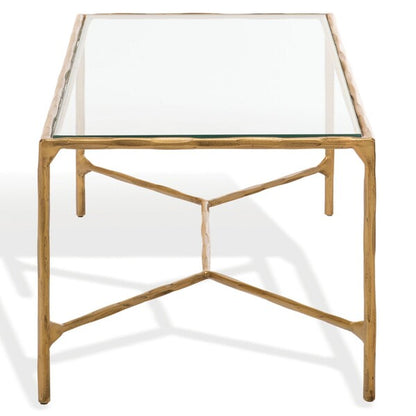 Torinese 40 in. Glass Top Coffee Table - Brass