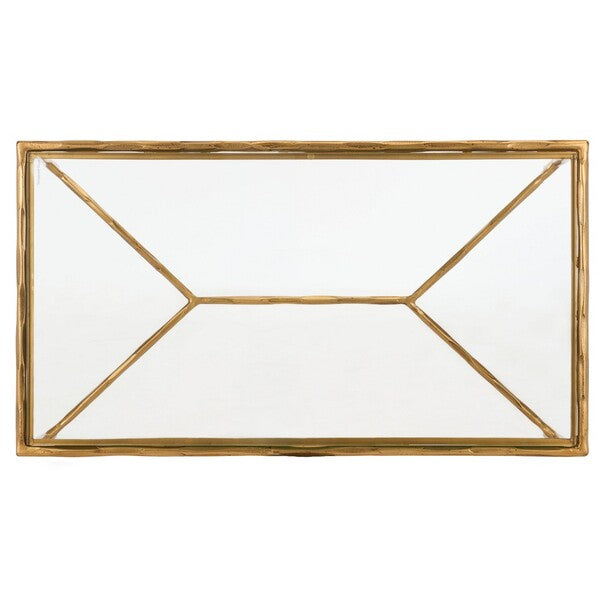 Torinese 40 in. Glass Top Coffee Table - Brass
