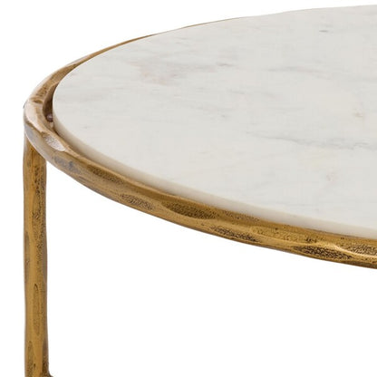 Torinese 40 in. Oval Marble Top Coffee Table - Brass