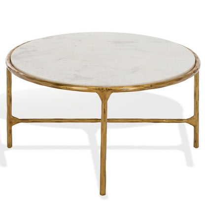 Torinese 40 in. Oval Marble Top Coffee Table - Brass