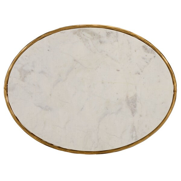 Torinese 40 in. Oval Marble Top Coffee Table - Brass