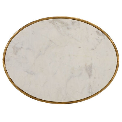 Torinese 40 in. Oval Marble Top Coffee Table - Brass