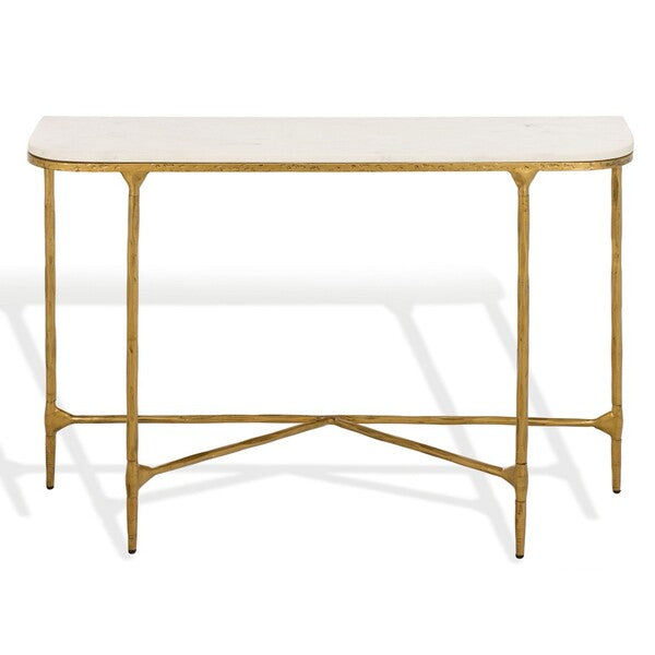 Polenta 42 in. Metal and Marble Console Table