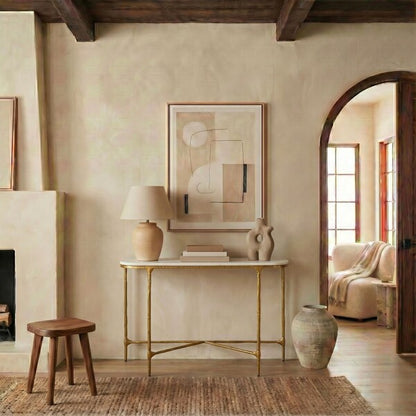 Polenta 42 in. Metal and Marble Console Table