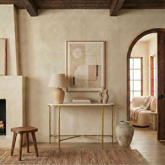 Polenta 42 in. Metal and Marble Console Table