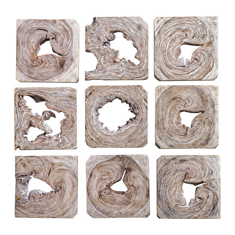 Whitewashed Coffee 16 in. Wood Wall Art - Set of 9