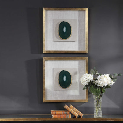 Emerald Green Natural Stone 20 in. Framed Art