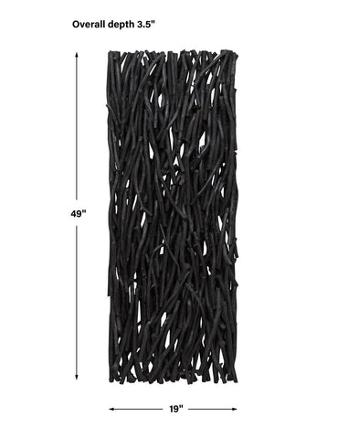 Balanced Teak 49 in. Wood Wall Decor - Black