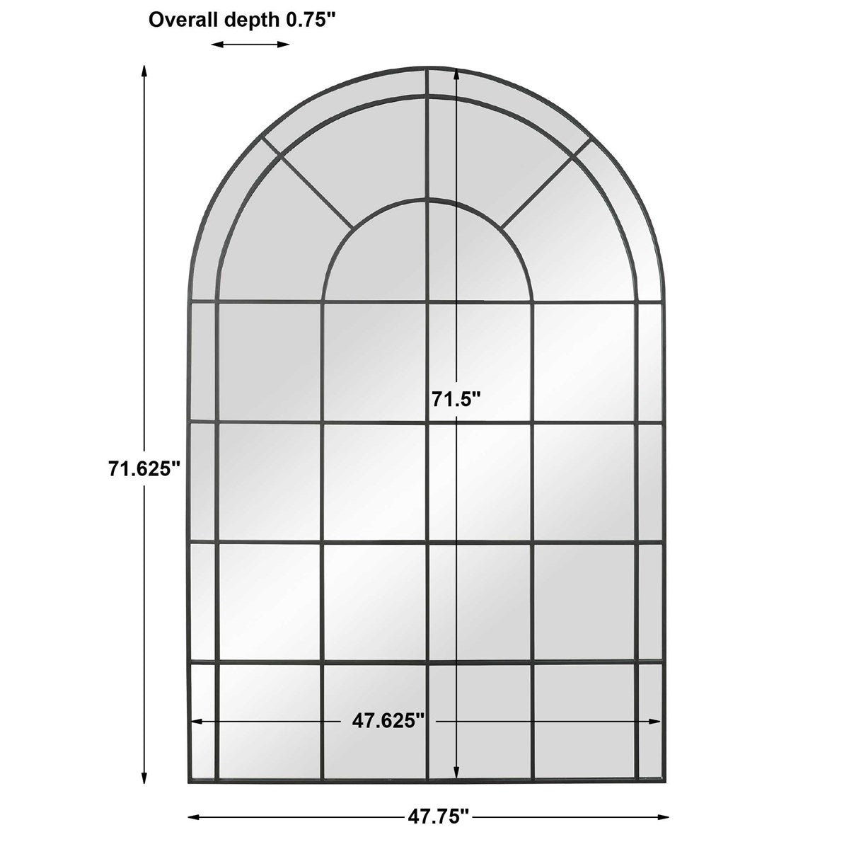 Luigi 72 in. Black Arch Mirror