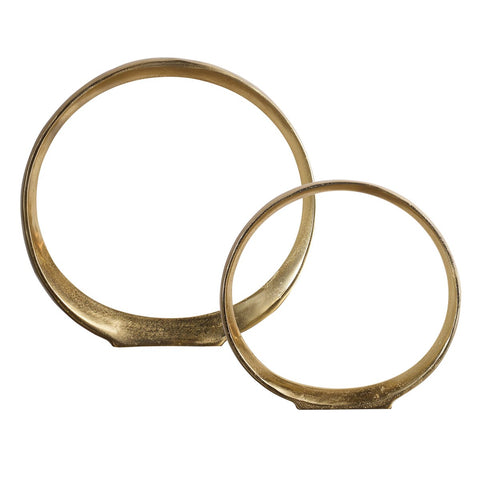Marianne Gold Ring Sculptures - Set of 2