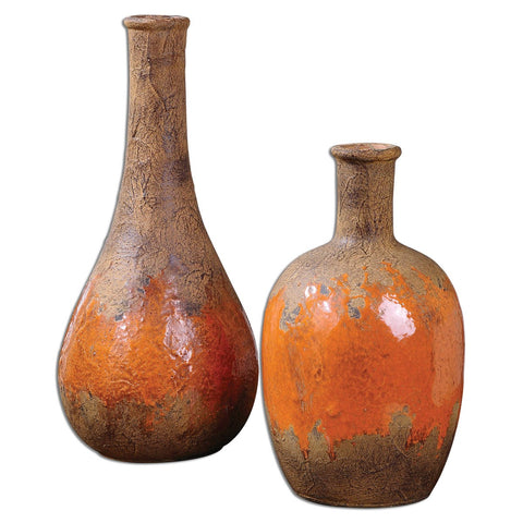Ceramic Burnt Vases - Set of 2
