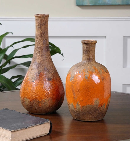 Ceramic Burnt Vases - Set of 2