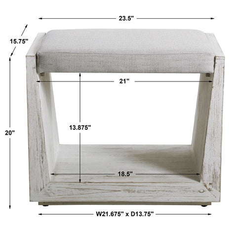 Coastal Whitewashed Bench