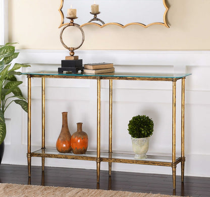 Eleonora 54 in. Tempered Glass Top Console Table