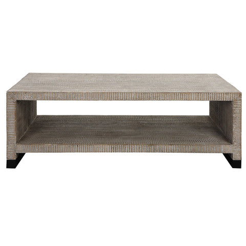 Caelum 54 in. White Washed Wood Coffee Table